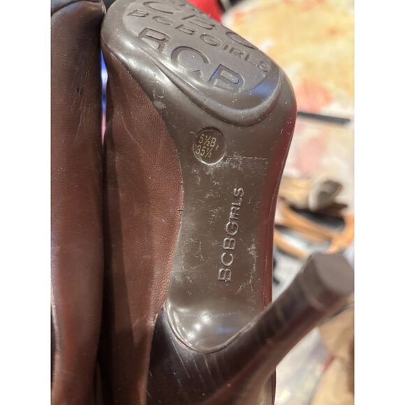 BCBGirls Brown Leather Pointed Toe Slouchy Ankle Boots Stiletto Heel Size 5.5 - Picture 6 of 8